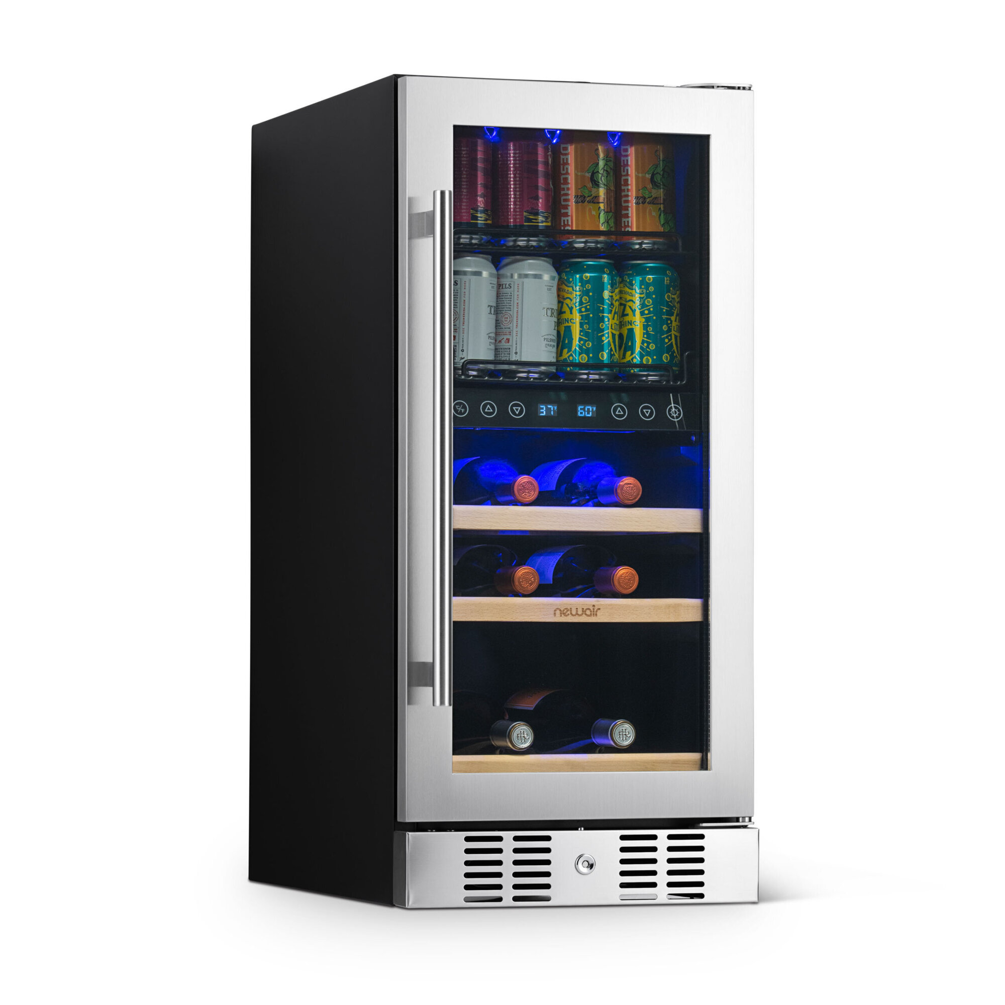 Newair Stainless Steel Wine and Beverage Fridge, Height 33 in, Width 23.5 in, Built-In, Model# NWB057SS00